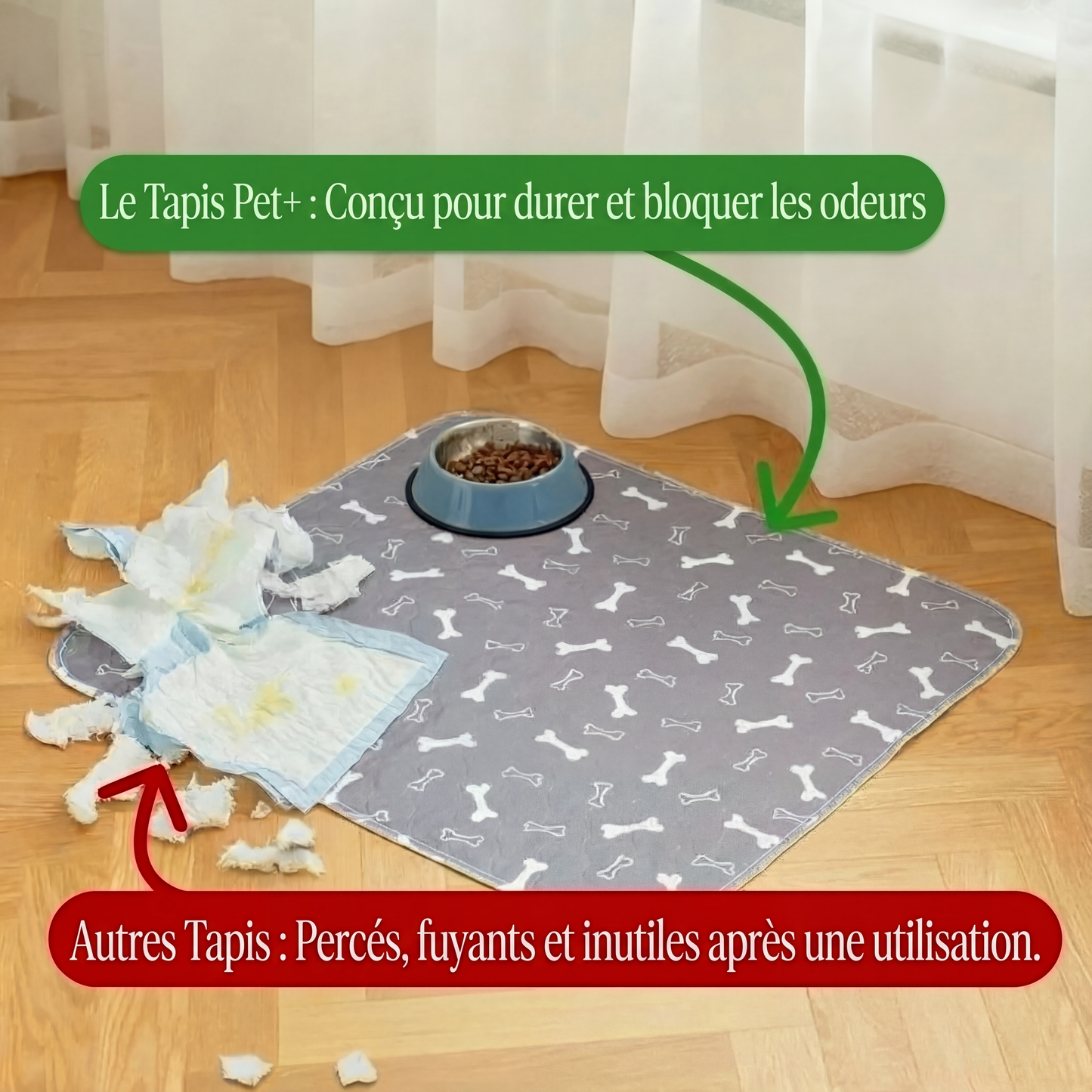 Le tapis réutilisable Puppy Care, sans odeurs ni fuites.